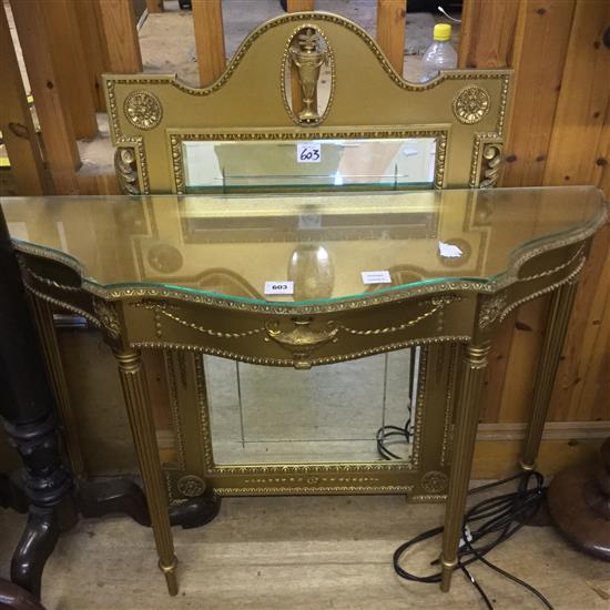 Gilt frame wall mirror & console table(-)